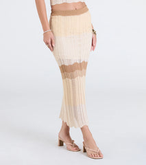 Trendy Match Chevron Knit Midi Skirt