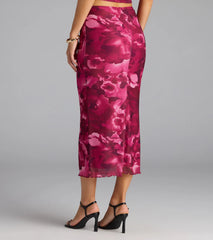 Sultry Bloom Floral Mesh Maxi Skirt