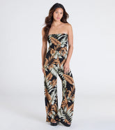 Tropical Breeze Strapless Wide-Leg Jumpsuit