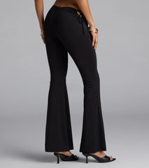 Sleek Look Mid-Rise Cutout Flare Pants