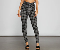 Major Style Plaid Paperbag Pants