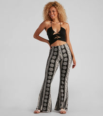 Elephant Print Bohemian Flare Pants