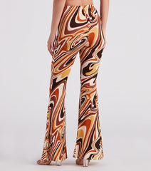 Totally Retro Swirl Print Flare Pants