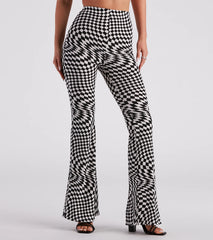 On Another Level Checkered Print Flare Pants