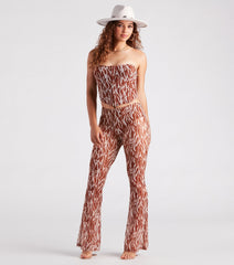 Quick Instinct Zebra Print Mesh Flare Pants