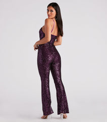 Bedazzle Me Sequin Flare Jumpsuit