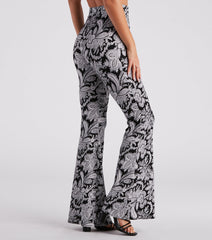 Boho Gal Paisley Cross Waist Flare Pants