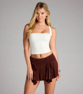 Serving Moves Ruched Hanky Hem Mini Skort
