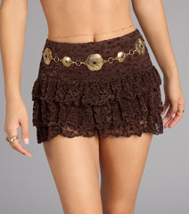 Sultry Sweet Ruffle Lace Shorts