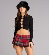 Sweet And Scandalous Plaid Lace Mini Skort