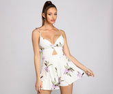 Flirty Floral Twist-Front Romper
