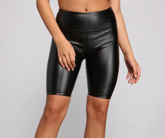 Faux Leather Biker Shorts