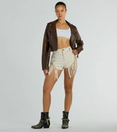 The High Road High-Rise Fringe Faux Suede Shorts