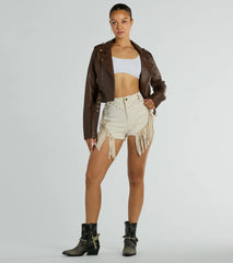 The High Road High-Rise Fringe Faux Suede Shorts