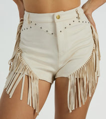 The High Road High-Rise Fringe Faux Suede Shorts