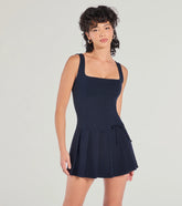 Flirty Girlie Bow Pleated Skirt Romper