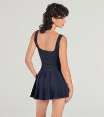 Flirty Girlie Bow Pleated Skirt Romper