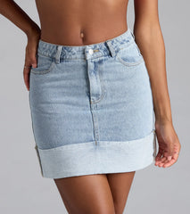 Feeling Fun Cuffed Denim Mini Skirt