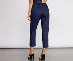 Belted Tapered Denim Pants