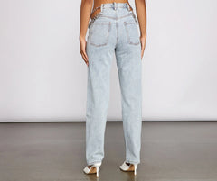 High-Rise Chic Chain Waist Boyfriend Jeans