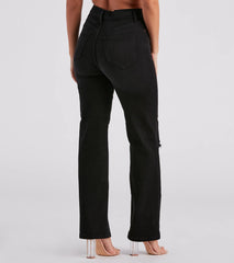 There She Goes High-Rise Slit Boyfriend Jeans