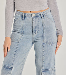 Streetwear Vibe High-Rise Cargo Denim Jeans