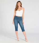 All Day Vibe Mid-Rise Denim Capri Pants