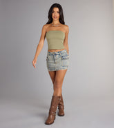 Throwback Cool Denim Cargo Mini Skirt