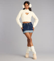 Cuffed Up Denim Mini Skort