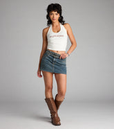 Buckle Up Bestie Belted Denim Mini Skirt