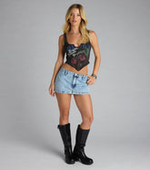 Oops I Slayed Again Denim Micro Skort