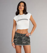 Can't Blend In Mid-Rise Camouflage Denim Skort