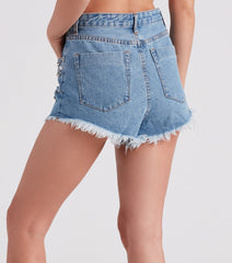 90s Glam Rhinestone Beaded Denim Shorts