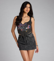 Keep It Cool Mid-Rise Acid-Wash Denim Skort