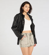Hit The City Mid-Rise Acid Denim Skort