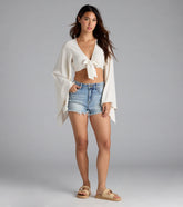 New Addiction Mid-Rise Fray Denim Shorts