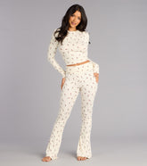 Cozy Bloom Rose Print Knit Pajama Pants
