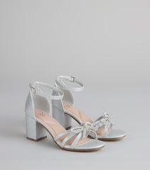 Starlit Glam Rhinestone Bow Glitter Block Heels