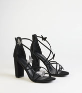 Whimsically Chic Butterfly Rhinestone Block Heels