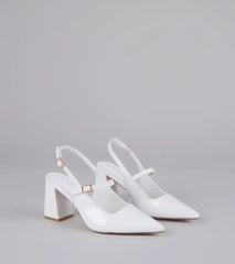 Point Made Buckle Strap Sling-Back Pumps