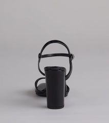 Booked And Busy Rhinestone Buckle Block Heels