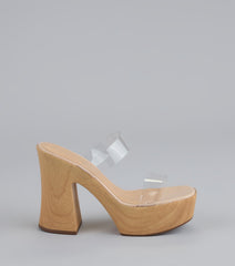 Walk Tall Clear Strap Platform Block Heels