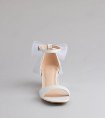 So Pretty Chiffon Bow Satin Block Heels