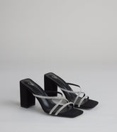 Strut Strategy Rhinestone Strappy Mules