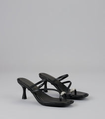 Lowkey Luxe Rhinestone Strappy Kitten Heel Mules