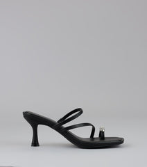 Lowkey Luxe Rhinestone Strappy Kitten Heel Mules