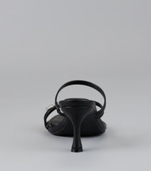 Lowkey Luxe Rhinestone Strappy Kitten Heel Mules