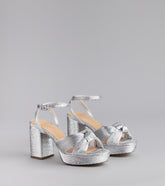 Shimmer Steps Metallic Block Heels