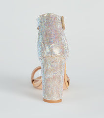 Rhinestone Romance Glitter Mesh Block Heels