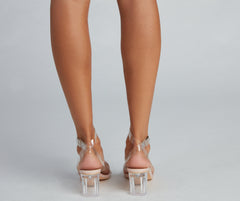 Falling For Glam Lucite Block Heels